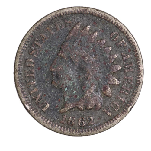 1862 COPPER NICKEL FULL DATE Indian Head Cent Penny CULL / AG / HOLE FILLER