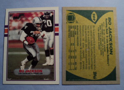 1989 Topps Bo Jackson Football Card RC #269 Los Angeles Raiders NMT-EX ...