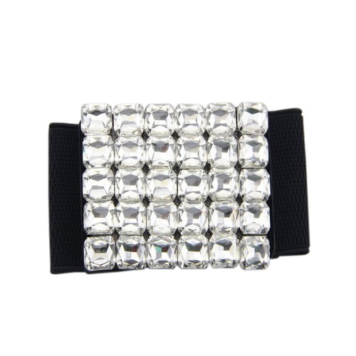 New Ladies Studded Bow Buckle Elasticated Wide Cinch Waistband Belts One Size - Picture 24 of 32