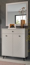 Garderobe Set 2-teilig in Sand matt Schuhkommode mit Spiegel 80 x 190 cm Apunti