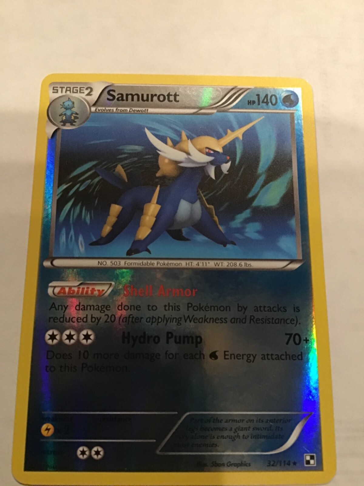 Pokémon TCG - SAMUROTT - Black & White 32/114 Reverse Holo Rare - LP