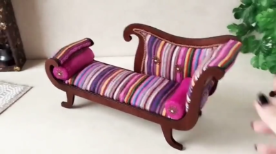 Miniature one side sofa vintage king style dollhouse furniture 1:6