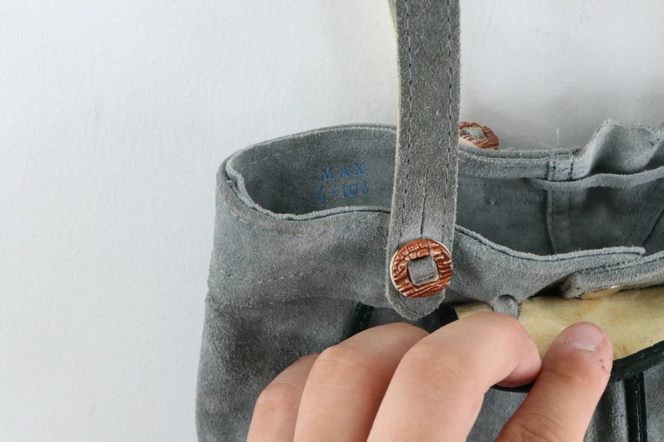 Mono de cuero envejecido de gamuza juvenil vintage baberos gris sin talla Foto 4 de 4