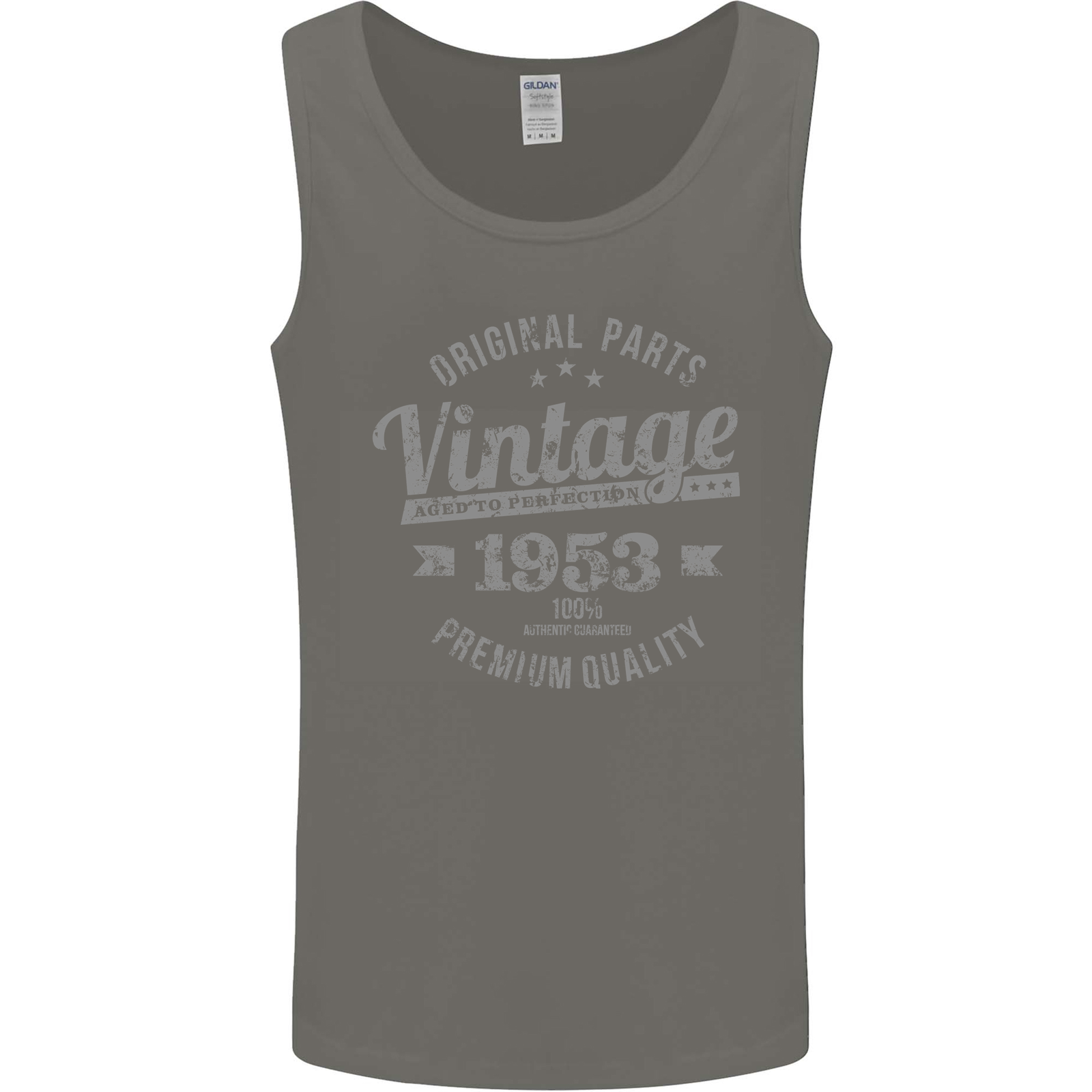 Vintage Year 72nd Birthday 1953 Mens Vest Tank Top Charcoal