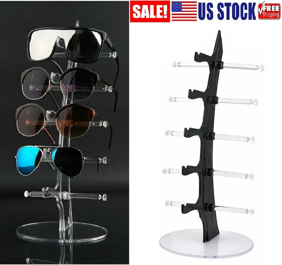  2 Pcs Eyeglasses Display Stand Acrylic Sunglasses Holder Clear  Sunglass Organizer Frame Eyewear Glasses Stand for Glasses Shop Home  Storage, 3 Tiers : Home & Kitchen