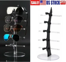 2 × Acrylic Eyeglasses 5 Layer Glasses Display Stand Rack Sunglasses Holder US