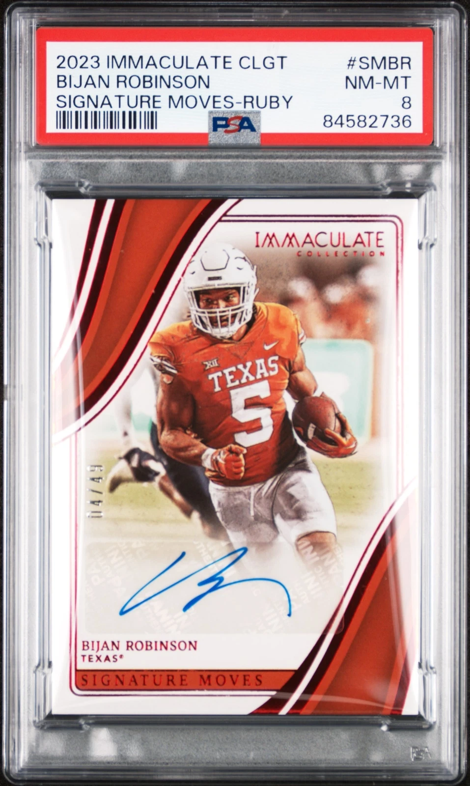 Bijan Robinson Panini Immaculate Collection Collegiate Signature Moves #SMBR Ruby