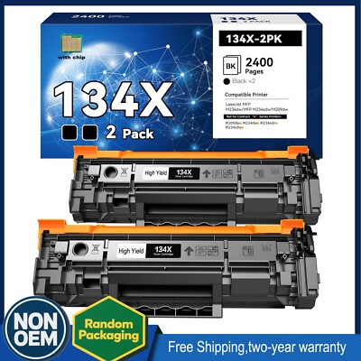 2PK 134X Toner Cartridge With Chip for HP MFP M234sdw M234dw, M209dw 2,400 pages