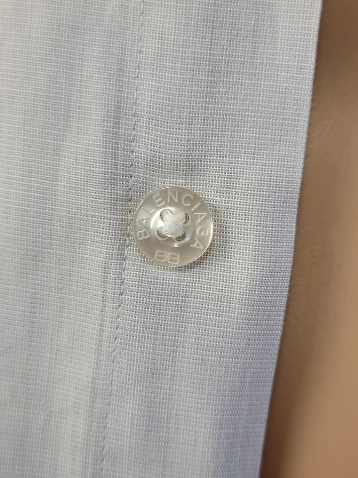 Camisa de vestir Balenciaga Paris vintage gris manga larga logotipo BB 16/33-34 #WM1 Foto 4 de 4