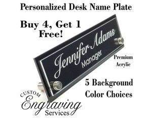 Desk Name Plate Two Tone Acrylic For Office Desk Sign Plaque