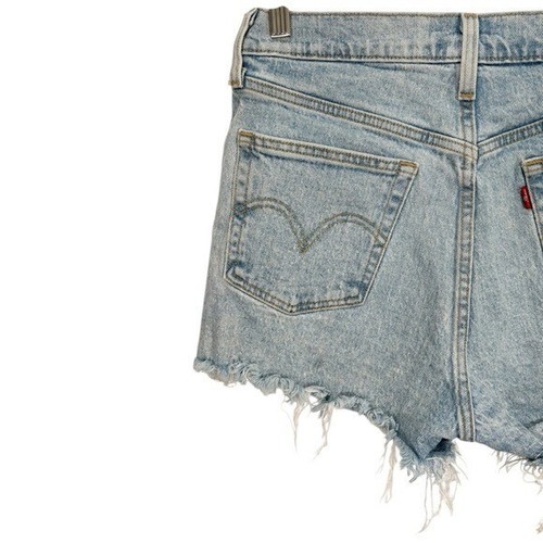 Levi's 501 Damen Distressed hohe Taille abgeschnitten Knopfleiste Jeansshorts Größe 29 - Bild 5 von 9