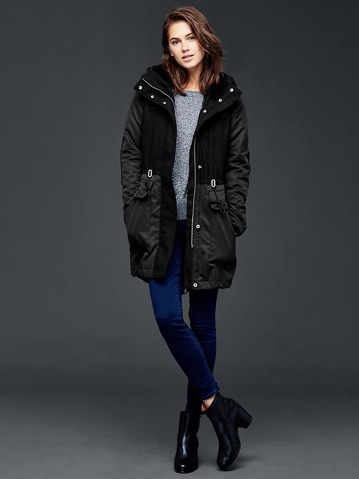 NWT GAP Women's Three-in-one parka jacket, Rich Eggplant SIZE SP