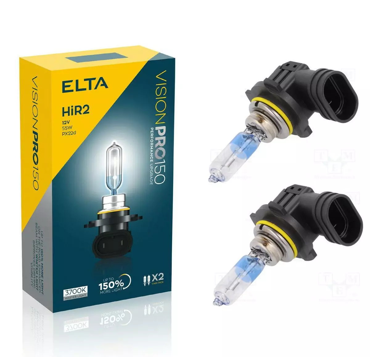 ELTA HIR2 9012 PX22D VISIONPRO 150% UPGRADE CAR HEADLIGHT BULBS 3700K 12V  55W