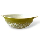 Pyrex Vintage 444 Spring Blossom Green Crazy Daisy Cinderella Mixing Bowl 4QT