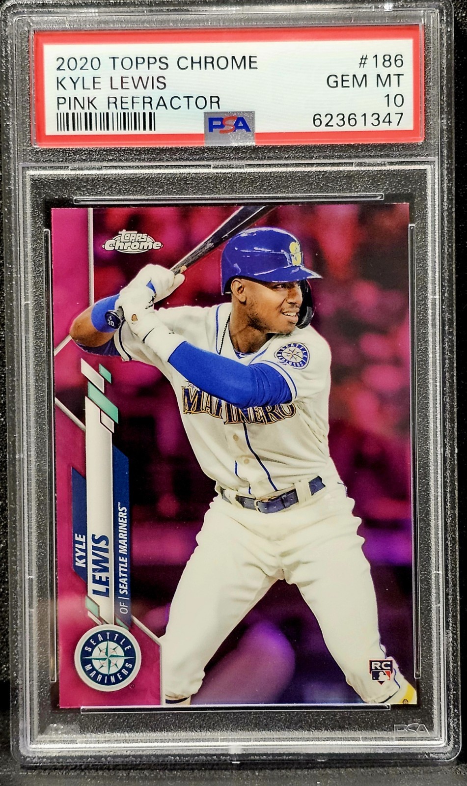 Kyle Lewis 2020 Topps Chrome #186 Pink Refractor Rookie GEM MT PSA 10 Mariners