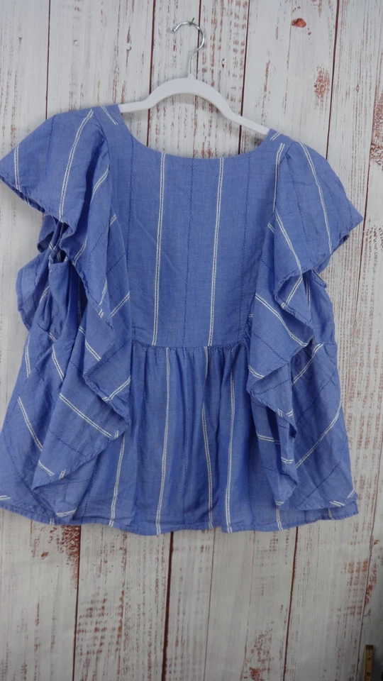 Vintage America Blues Top Womens Large Ruffle Sleeve Boho Casual Breathable - Image 2 of 4