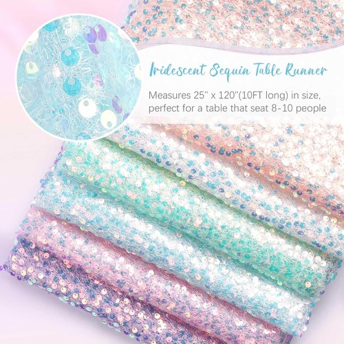 Light Blue Table Runner 10FT Iridescent Table Runners for Birthday Party Decore - Picture 6 of 6