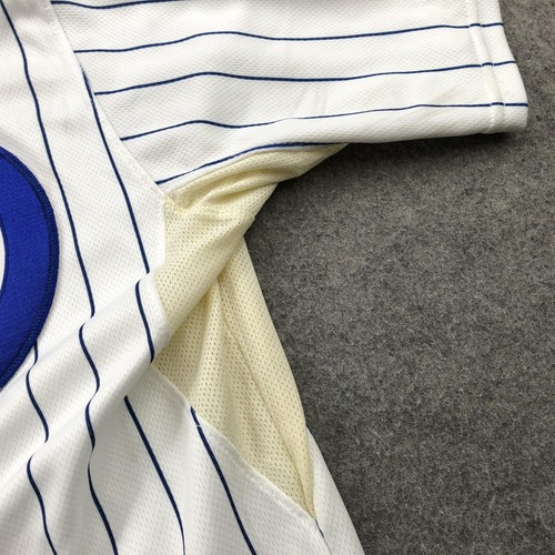 Chicago Cubs Jersey Mens 48 White Blue Pinstripe MLB Baseball Majestic - Picture 6 of 16