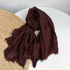 Mens soft Acrylic Wool Winter Scarf Red plaid Unisex Winter Autumn Neckerchief