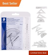 Elegant 4-Piece Geometry Kit: Clear Protractor, Ruler Triangles for Accuracy