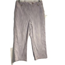 St John Sport W-10 Cropped Pants Pale Violet Stripes Buttons On Belt Loops