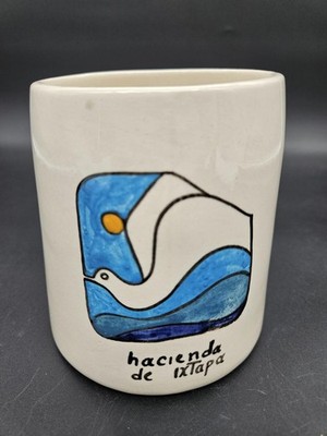 Vintage Mexican Folk Art Mug Rancho Del Cura Hacienda Ixtapa
