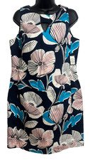 Nine West Sheath Dress 10 Womens Ice Blue Tutu Pink Floral Print Sleeveless New