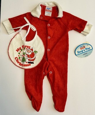 Vintage Tommee Tippee First Christmas Newborn Terry Sleeper Playskool READ