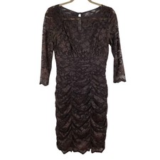 Eliza J Royal Collection Size 6 Lace Cocktail Dress Ruched Bodycon 3/4 Sleeve