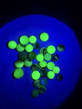 Vintage 1940  s Lot Of 30 Uranium Glass Marbles Slag UV Glow