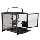 Durable Travel Bird Parrot Carrier Cage Carry Crate with Feeder Bowls Swing Toys