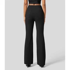Halara Flex Sculptknit High Waist Black Pockets Work Leisure Flare Pants M