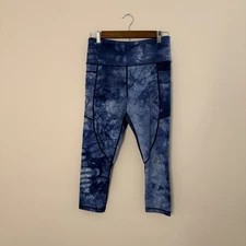 Zyia Active Women’s Capri Leggings Blue 8-10 Cropped With Pockets G5