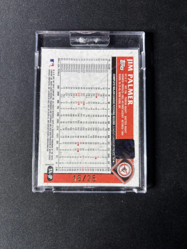 2003 Topps Retired Signature Edition #TA-JP Jim Palmer Auto Refractor #/25 - Image 2 of 2