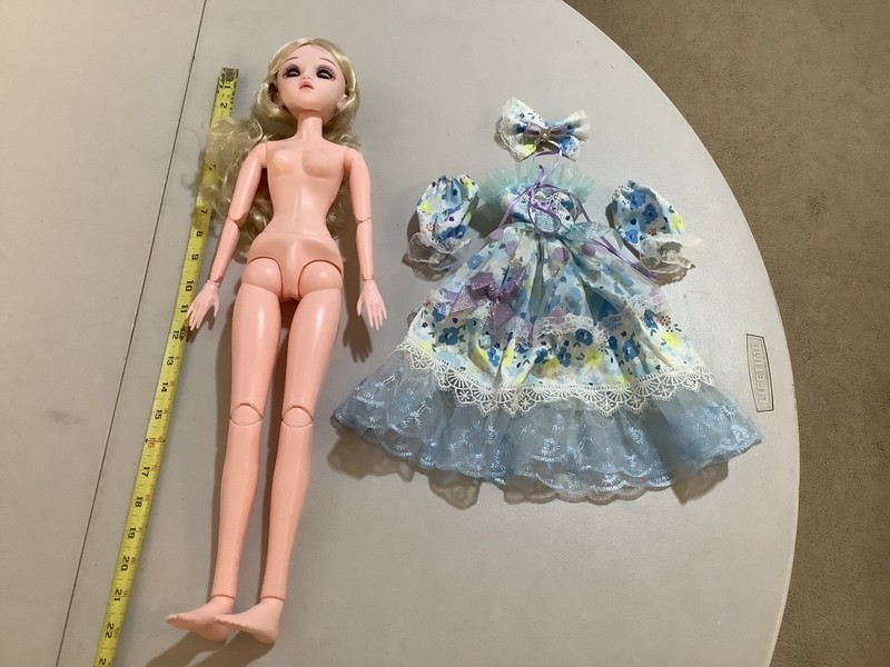 22"  BJD  Girl Doll Anime Blonde Hair - Brown Eyes -DRESS -PLASTIC