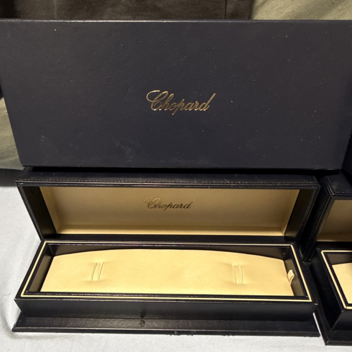 Chopard Presentation Box Single Black Beige Leather Luxury 