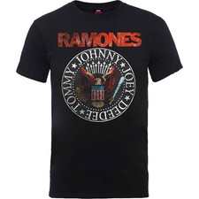 Men's Ramones Vintage Eagle Seal Slim Fit T-shirt Medium Black