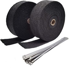 Black Fiberglass Exhaust Header Wrap 2 X 50 With 10pcs 11.8 Inch Stainless Ste Black Fiberglass Exhaust Header Wrap 2 X 50 With 10pcs 11.8 Inch Stainless Ste