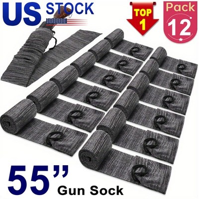 12 Pack Shotgun / Rifle Socks Hunting Gun Sleeve Silicone Gray Treated Up to 55''