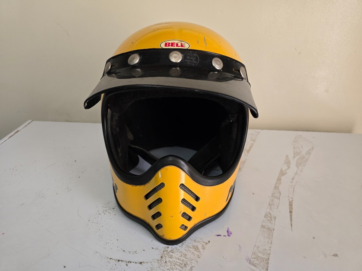 Vintage Yellow original Bell Moto 3 helmet 1970s | eBay