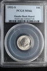 KAPPYSCOINS GH759 1953S PCGS MS66 GEM BU ROOSEVELT SILVER DIME OMAHA BANK HOARD