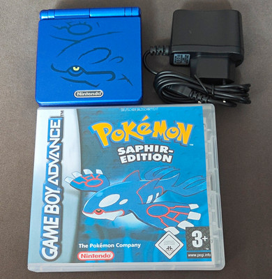 Nintendo Game Boy Advance SP Pokemon Kyogre PAL Pokémon Saphir Edition, Netzteil