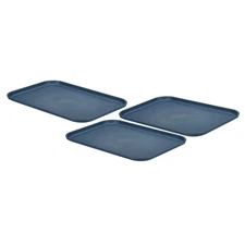 3Pcs Plastic Fast Food Serving Tray 12.2" x 8.9" Dark Blue