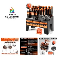 126-PC Magnetic Screwdriver Set with Plastic Racking Organizer, Magnetizer De...