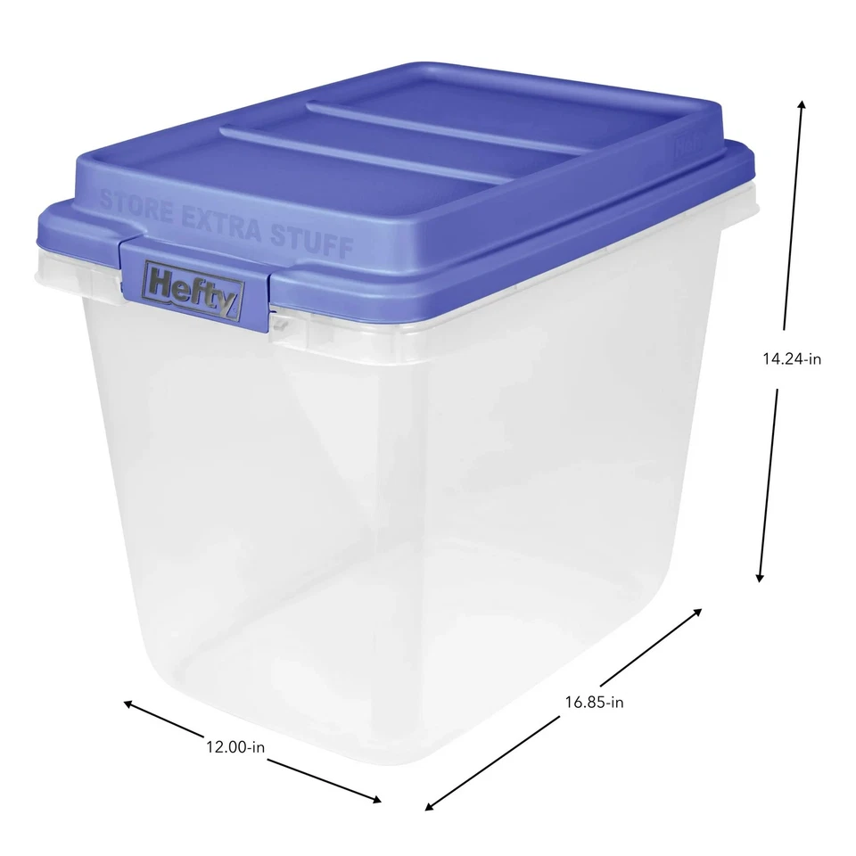 Hefty 6 Pack 32 Quart Hi-Rise Stackable Plastic Storage Bin with Lid (Open Box) - Image 2 of 4