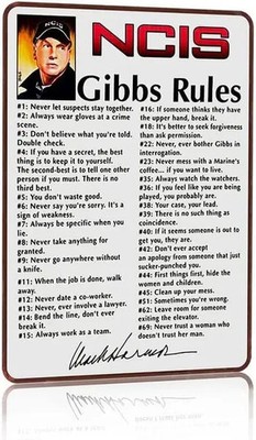 Funny 69 NCIS Gibbs Rules Leroy Jethro Gibbs Signature Tin Sign for Bar Pub Man