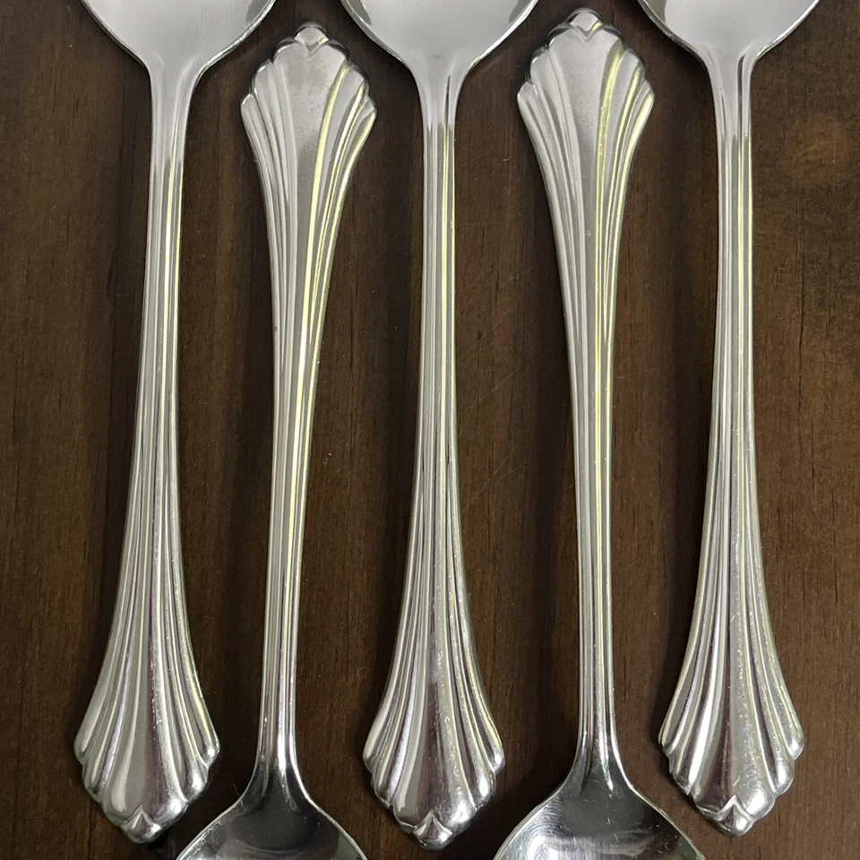 Oneida BANCROFT Stainless 5 Oval Soup Spoons Glossy USA Flatware - 6 7/8" Dinner - Image 2 of 4