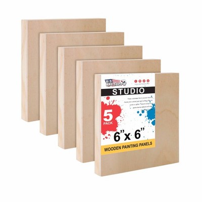 6'' x 6'' Studio 3/4'' Profile Depth Artist Wood Pouring Panel Boards Pack of 5