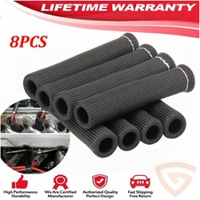 2500° 6" Spark Plug Wire Boots Protector Black Sleeve Heat Shield Cover 8Pcs Tcj