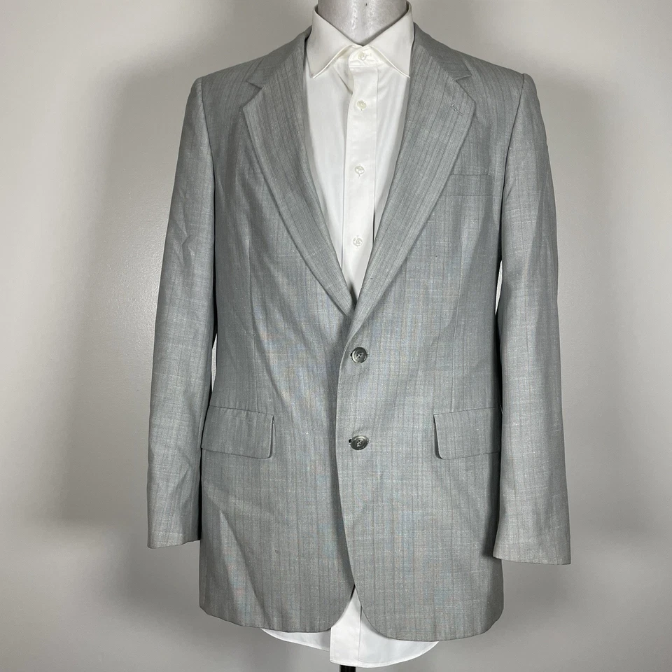 Abrigo deportivo Kuppeheimer vintage hecho en Estados Unidos para hombre 40L gris multicolor a rayas Foto 2 de 4